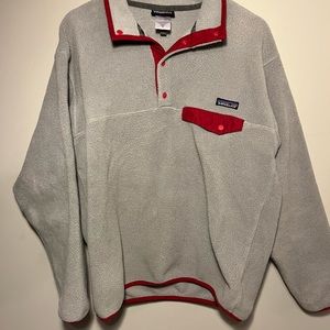 Patagonia Men's Synchilla® Snap-T® Pullover, Grey/Red, Size Medium